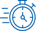 Optimisation Rapide : Icône Chronomètre Vitesse Icône bleue de chronomètre stylisé avec des lignes de vitesse indiquant rapidité et performance, symbolisant l'optimisation du temps.