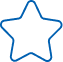 Icône Étoile Bleue Piquée - Symbole Favori Contour d'une étoile bleue vive dessiné en pixels sur fond noir, suggérant une icône de favori ou de notation.